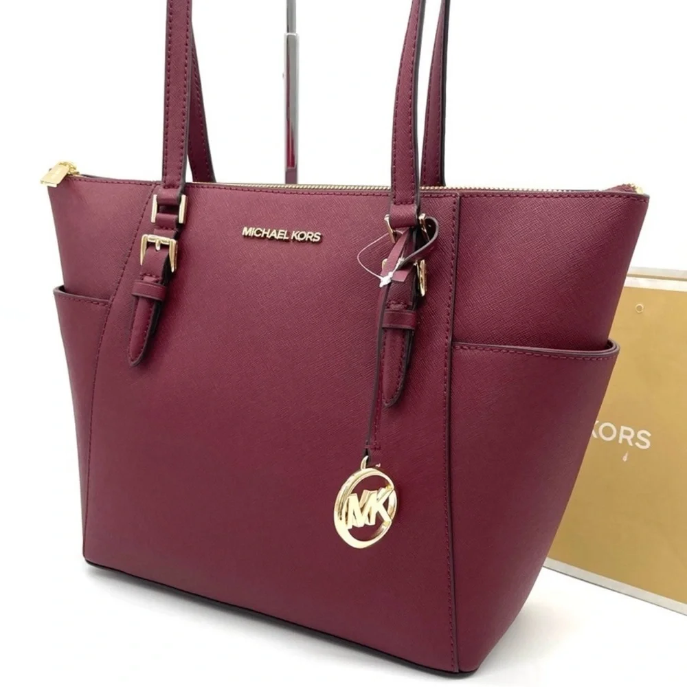 Michael Kors Large Charlotte Tote Bag Dark Cherry